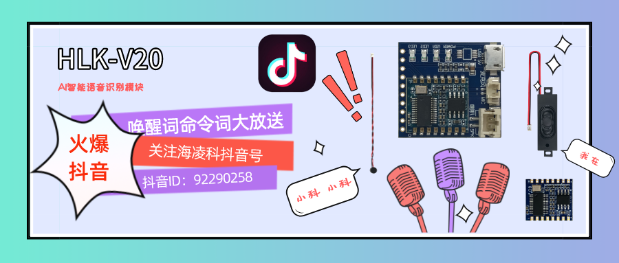 火爆抖音HLK-V20 語音模塊智能家居新風(fēng)口